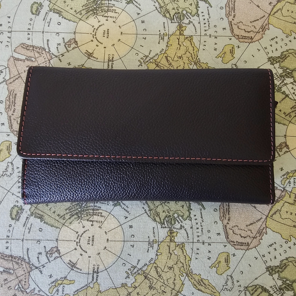 New Florence Italian leather dark purple wallet‎